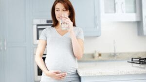 Expected mother staying hydrated